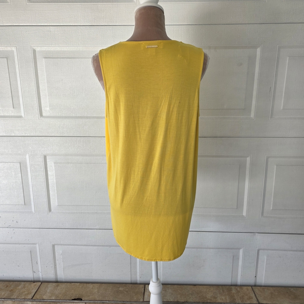 Michael Kors yellow layered chiffon tunic | chic minimalist resort top L - Picture 4 of 10